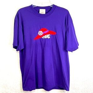 PEANUT BUTTER & JELLY Graphic T-shirt Women XL Red Hat Society Purple Embroidery